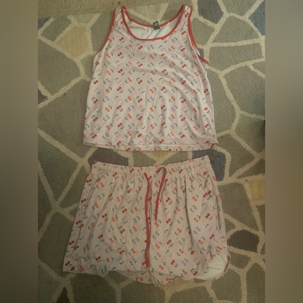 Pop fit pajama set cherries pattern